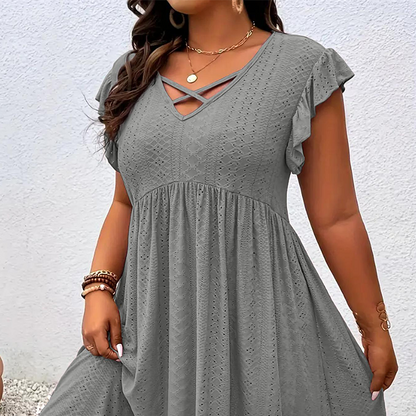 👗56% de réduction💞 Robe femme col V à volants – Élégante, cintrée & polyvalente – Parfaite pour le bureau, les brunchs ou les rendez-vous romantiques – chic et féminine 🌸