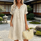 👗 Robe femme décontractée à col V et taille cintrée, poches, tissu doux et confortable ✨