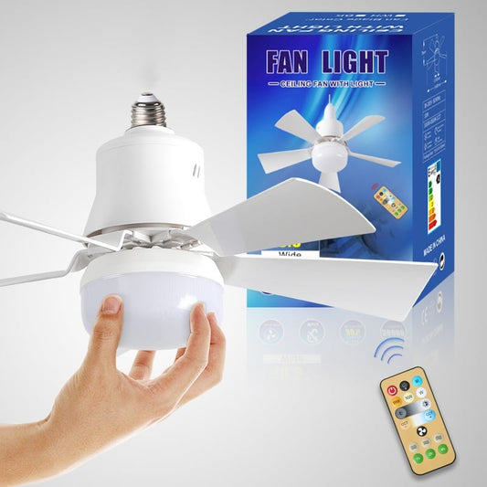 Ventilateur sur douille 2-en-1 pour usage domestique avec télécommande (incluant télécommande et éclairage)