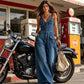 👖 OFFRE LIMITÉE : 55 % DE RÉDUCTION ! 💥 Combinaison en jean pour femme – Fermeture boutonnée, jambes larges ✨