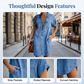 ⌛Offre à durée limitée⏰ - Robe en jean ample à col et fermeture éclair pour femme, avec poches