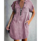 ⌛Offre à durée limitée⏰ - Robe en jean ample à col et fermeture éclair pour femme, avec poches