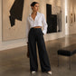🔥👖Pantalon pour femme en mélange de lin à la coupe ample – Pantalon classique à coupe droite