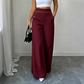 ⌛Offre à durée limitée🛍️Pantalon pour femmes à taille haute, très extensible et à jambes larges, avec passepoil de couleur contrastante