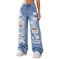 💙 Denim Audacieux | Jean Femme Large Déchiré à Taille Haute