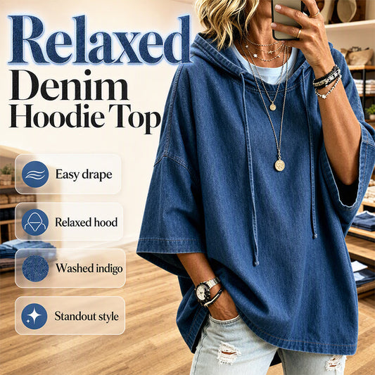 ✨ Confort au quotidien | Pull en jean à capuche décontracté pour femme