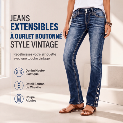 ✨ Offre Privilège · -54 % | Jean Stretch Femme à Ourlets Boutonnés
