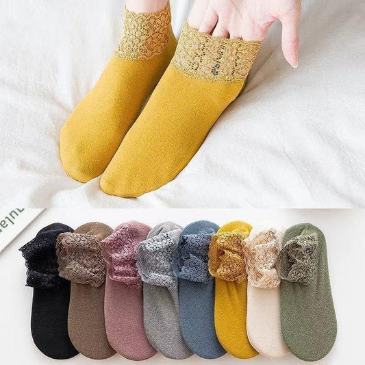 Chaussettes chauffantes en dentelle à la mode