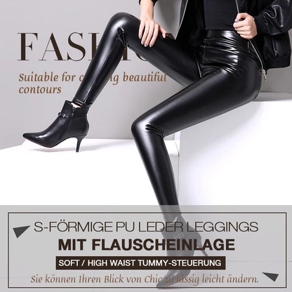 Leggings en cuir PU en forme de S