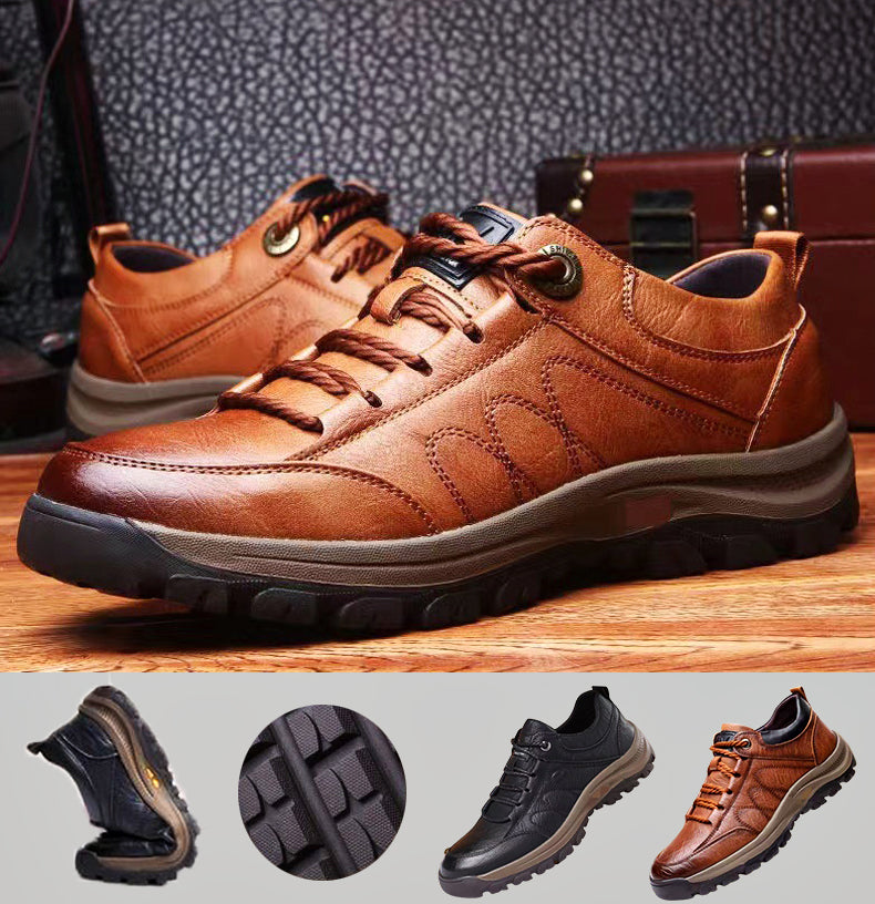 Chaussures Décontractées En Cuir Cousues Main Pour Homme - Soutien Voûte Plantaire, Semelle Antidérapante - Style Mocassin Confortable